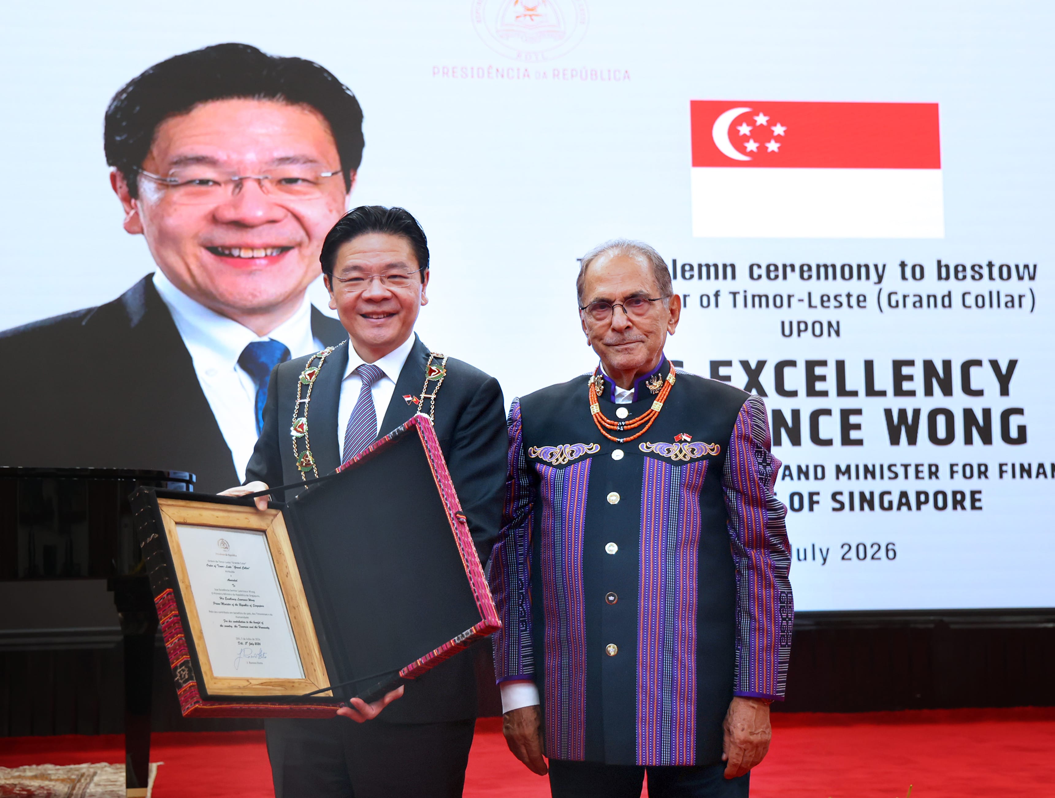 PM Lawrence Wong at the Conferment of the Order of Timor-Leste on 3 July 2026